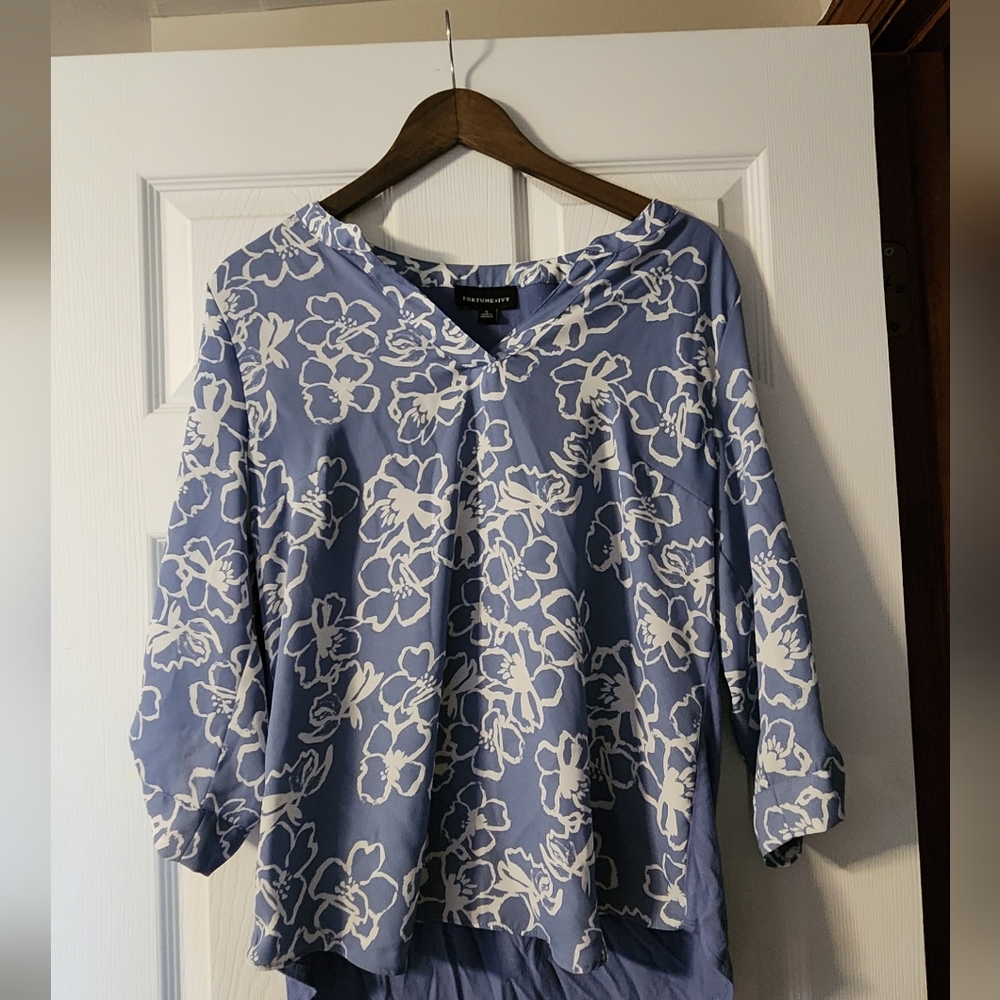 Fortune + Ivy Mixed Material Blouse- M